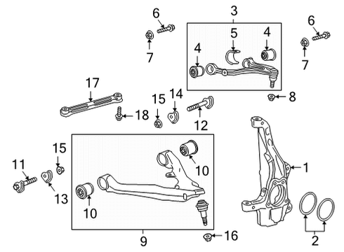 2023 Cadillac Escalade ESV Front Suspension Components Diagram