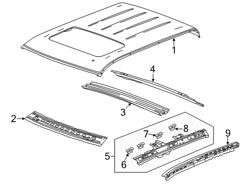 2016 GMC Sierra 2500 HD Roof & Components Diagram