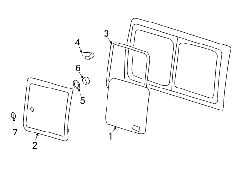 2007 Chevy Express 3500 Side Loading Door - Glass & Hardware Diagram