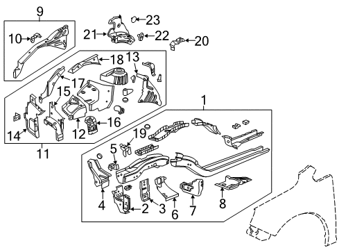 2015 Buick Verano Structural Components & Rails Diagram