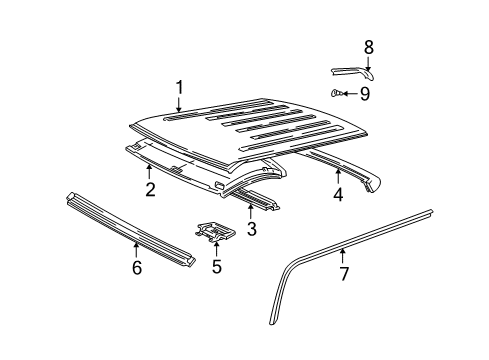 1995 GMC C2500 Roof & Components Diagram