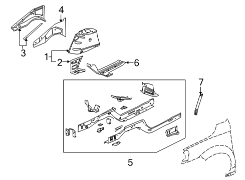 2005 Pontiac Montana Structural Components & Rails Diagram