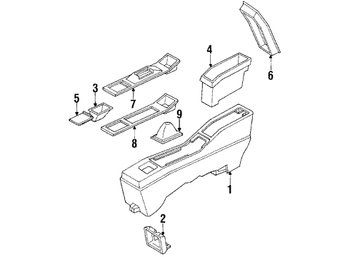 1994 Oldsmobile Cutlass Supreme Console Base Diagram for 10206285