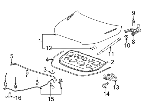 2016 Buick LaCrosse Hood & Components Diagram