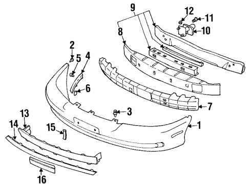 2000 Cadillac Catera Front Bumper Diagram