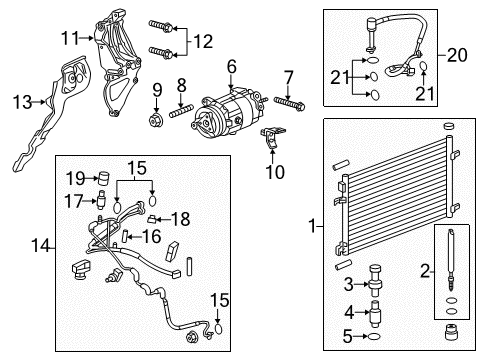 2014 Chevy Malibu A/C Condenser, Compressor & Lines Diagram