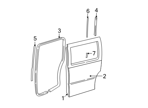 1997 Chevy Venture Side Loading Door - Door & Components Diagram