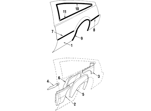 1986 Chevy Cavalier Molding, Passenger Side Diagram for 20569034