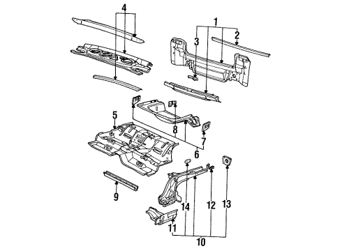 1991 Saturn SL2 Rear Panel Assembly Diagram for 21126080