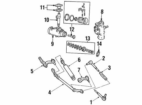 1988 Chevy C2500 P/S Pump & Hoses, Steering Gear & Linkage Diagram