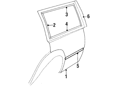 1994 Chevy Cavalier Quarter Panel & Components, Glass, Exterior Trim Diagram