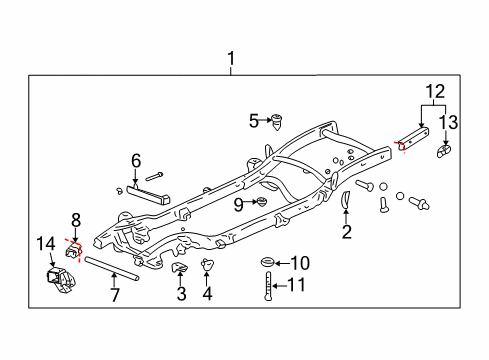 2002 Chevy Avalanche 2500 Frame & Components Diagram