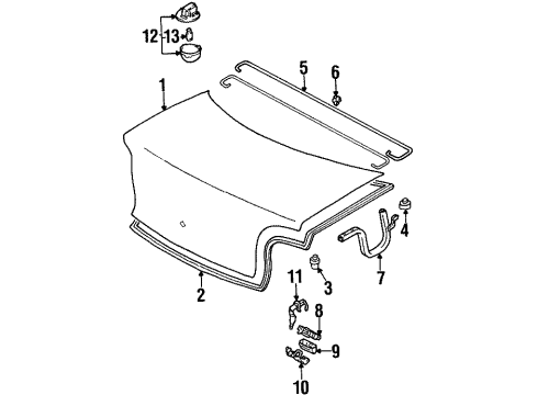 1999 Chevy Metro Hinge, Rear Diagram for 30013555