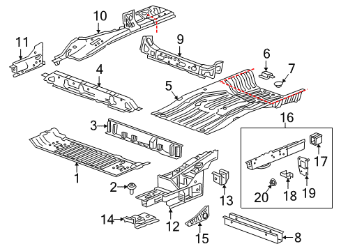 2018 Chevy Equinox Rear Body - Floor & Rails Diagram
