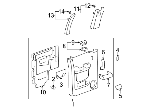 2011 GMC Sierra 1500 Interior Trim - Rear Door Diagram