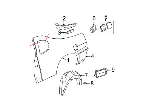 2004 Chevy Monte Carlo Quarter Panel & Components Diagram