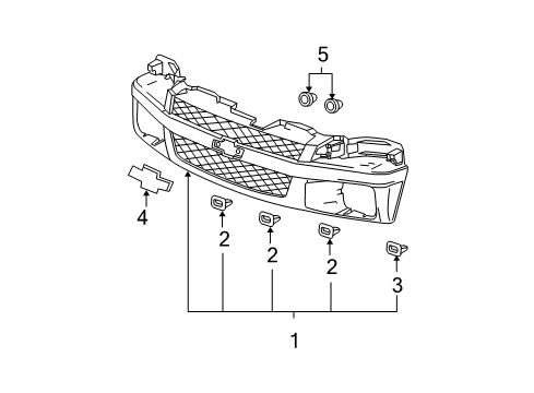 2004 Chevy Colorado Grille & Components Diagram