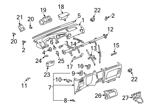 2003 Pontiac Vibe Upper Cover, Gray Diagram for 88970540