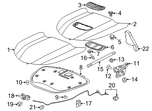 2023 Chevy Camaro Hood & Components Diagram