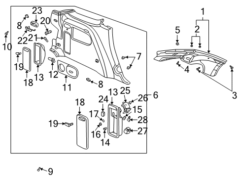2004 Pontiac Aztek Tie Down Hook Diagram for 15144442