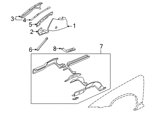 2002 Buick Century Structural Components & Rails Diagram
