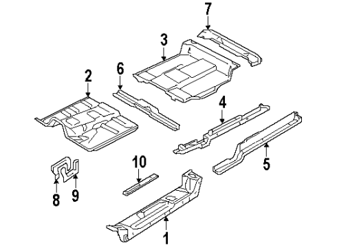 1994 GMC Yukon Floor & Rails Diagram