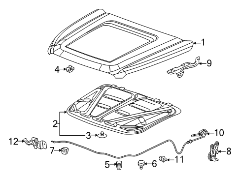 2015 GMC Yukon XL Hood & Components Diagram