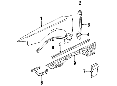 1991 Buick Roadmaster Fender, Front Passenger Side Diagram for 12501860