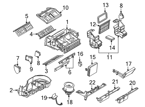 2005 Pontiac Montana A/C Evaporator & Heater Components Diagram