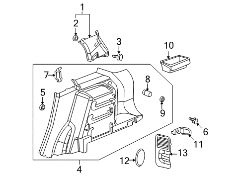 2008 Pontiac Torrent Interior Trim - Quarter Panels Diagram