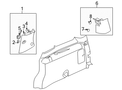 2005 Pontiac Montana Lock Pillar Trim, Gray, Upper Passenger Side Diagram for 15774252