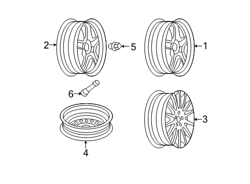 2009 Saturn Aura Wheels, Covers & Trim Diagram