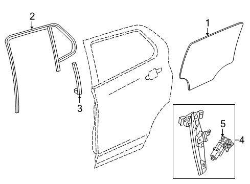 2018 Chevy Equinox Rear Door - Glass & Hardware Diagram