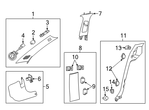 2014 Chevy SS Interior Trim - Pillars, Rocker & Floor Diagram