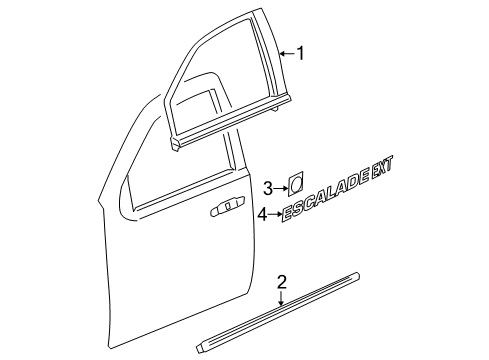 2007 Cadillac Escalade EXT Exterior Trim - Front Door Diagram