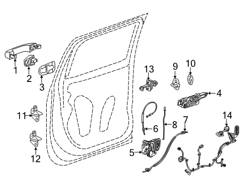 2019 GMC Sierra 1500 Rear Door - Lock & Hardware Diagram