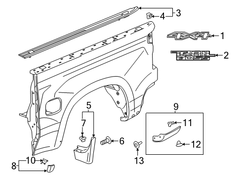 2019 Chevy Silverado 1500 LD Exterior Trim - Pick Up Box Diagram 4 - Thumbnail