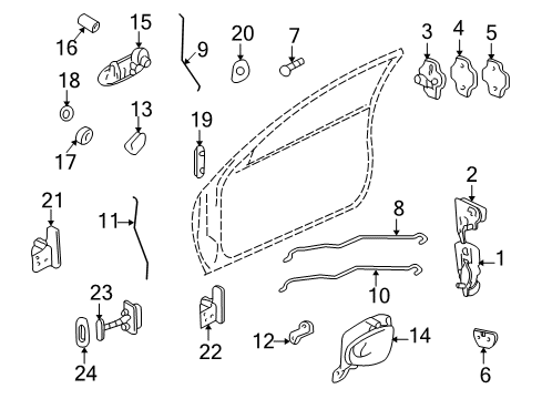 2001 Pontiac Grand Am Door - Lock & Hardware Diagram
