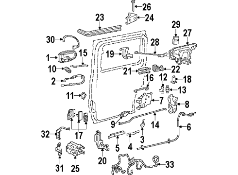 2002 Oldsmobile Silhouette Side Loading Door - Lock & Hardware Diagram