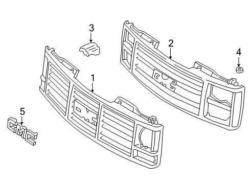 1997 GMC C1500 Grille & Components Diagram