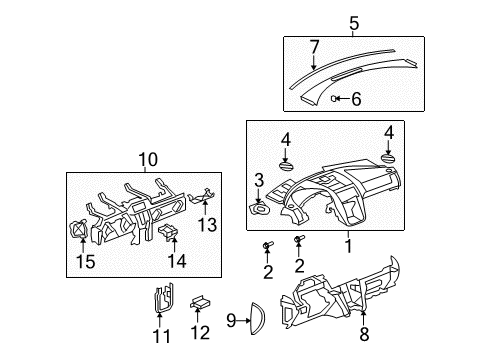 2007 Saturn Outlook Upper Trim Panel Diagram for 20825945