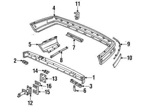 1989 Buick LeSabre Bumper Cover Diagram for 25536835