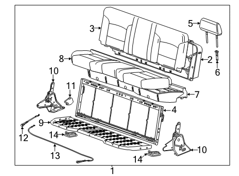 2016 GMC Sierra 2500 HD Rear Seat Components Diagram