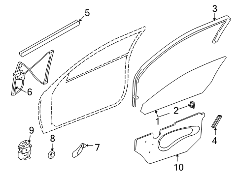 2001 Pontiac Grand Am Front Door - Glass & Hardware Diagram