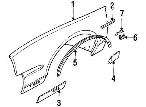 1985 Pontiac Grand Prix Molding, Front Passenger Side Diagram for 10013617