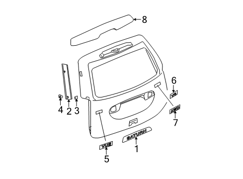 2007 Saturn Vue Exterior Trim - Lift Gate Diagram