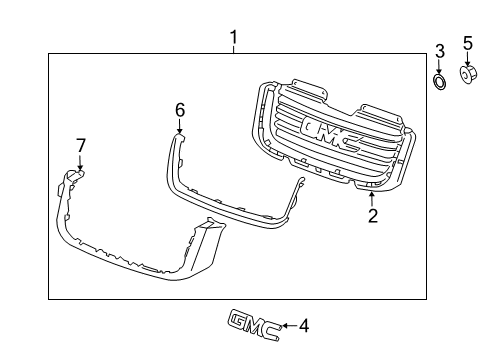 2009 GMC Envoy Grille & Components Diagram