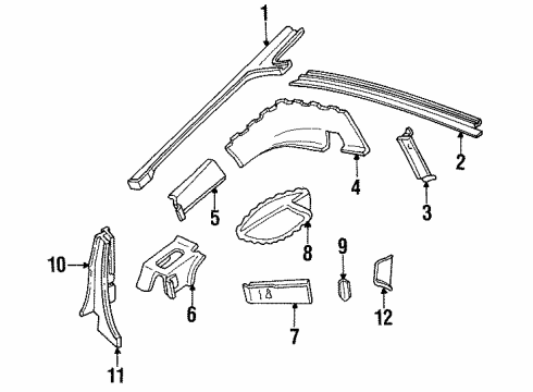 1987 Chevy Camaro Water Drain Panel, Passenger Side Diagram for 12504784