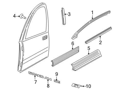 2001 Pontiac Grand Am Exterior Trim - Front Door Diagram