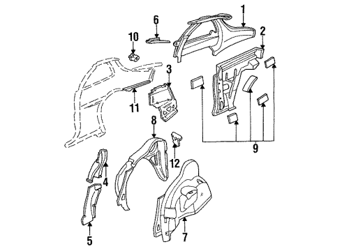 1997 Buick Skylark Inner Structure - Quarter Panel Diagram